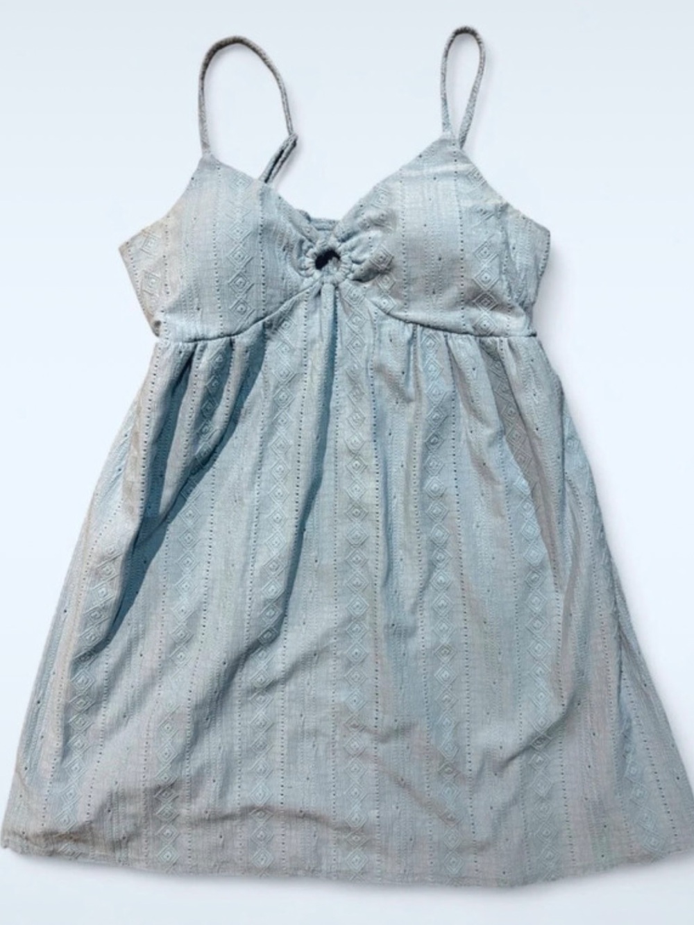 No Boundaries Light Blue Eyelet Midi Sundress with Knot Front